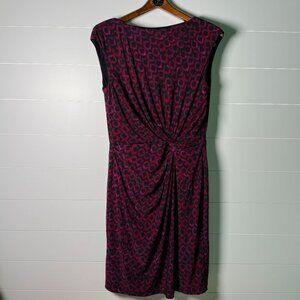 Lauren Ralph Lauren Sz 14 Red Pink Black Wrap Dress